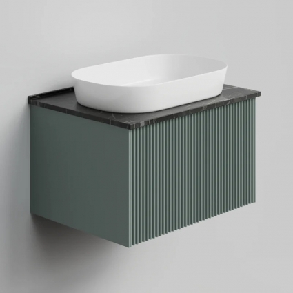 Тумба с раковиной La Fenice Terra 60, подвесная, grigio, столешница черный мрамор, раковина белая матовая