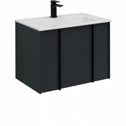 Тумба с раковиной Allen Brau Reality 70, подвесная, антрацит матовый, раковина Fantasy Flat 72x47, без перелива, белая