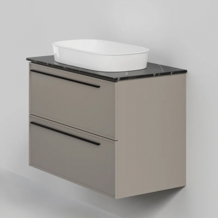 Тумба с раковиной La Fenice Elba Twin 90, подвесная, сappuccino, столешница черный мрамор, раковина белая матовая