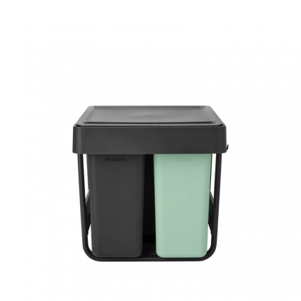 Мусорное ведро Brabantia Sort&Go 232541, 3 шт, 10+10+20 л, мятно-голубое, темно-серое