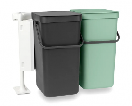 Мусорное ведро Brabantia Sort&Go 214462, 2 шт, 16 л, мятно-голубое, темно-серое