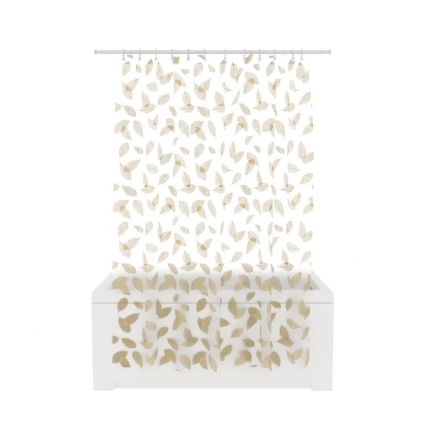 Штора для ванной Fora Botanica gold FOR-PV02, 200х180, белая, золотая