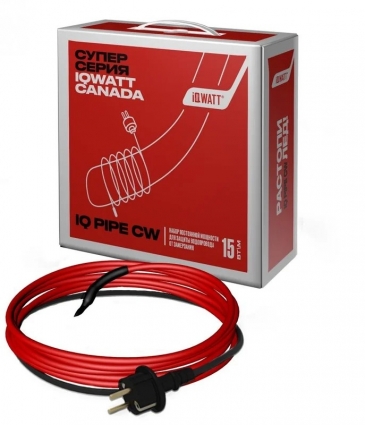 Греющий кабель IQ Watt IQ PIPE CW, 6 м, 15 Вт, со встроенным термостатом