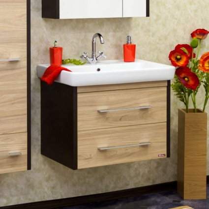 Тумба с раковиной Sanflor Ларго 2 70 вяз швейцарский, венге
