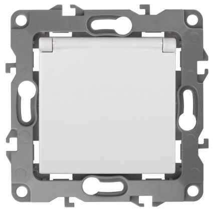 Розетка ЭРА 12 2P E Schuko со шторками с крышкой 16A 250V 12-2003-01 Б0038806