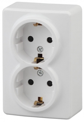 Розетка ЭРА Эксперт 2х2P E Schuko со шторками 16A 250V 11-2206-01 Б0020694