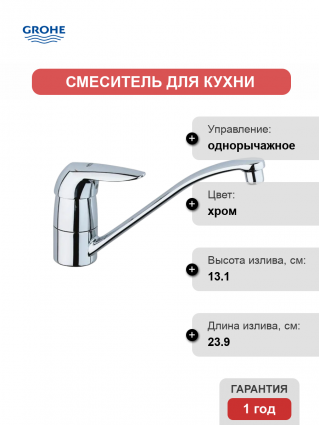 Смеситель для кухни Grohe Eurodisc 33770000 хром