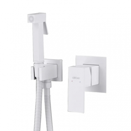 Гигиенический душ Abber Daheim AF8225W, со смесителем, С ВНУТРЕННЕЙ ЧАСТЬЮ, матовый белый