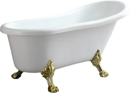 Акриловая ванна Cerutti Spa Classic 150G 155x75 см, отдельностоящая, белая, овальная, на ножках, со сливом-переливом, фурнитура золото
