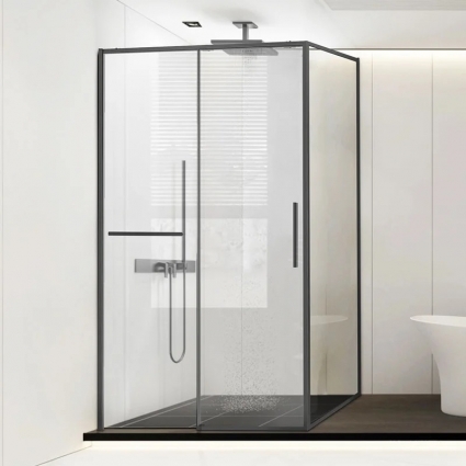 Душевой уголок Vincea Slim Soft VSR-1SS1014CLGM, 140х100, профиль вороненая сталь, стекло прозрачное
