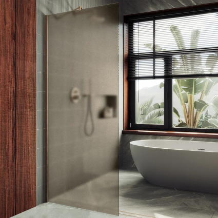 Душевая перегородка Maybahglass MGD-1354-2ш, 99 см, профиль бронза, стекло бронза матовое