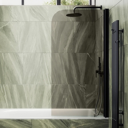 Шторка на ванну Maybahglass MGV-244-6, 60 см, профиль матовый черный, стекло бронза