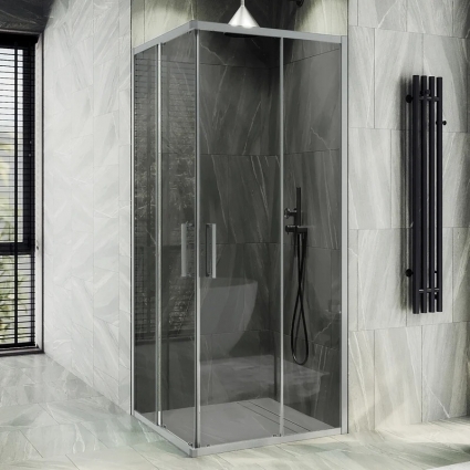 Душевой уголок Maybahglass MGY-1328-5, 90х90 см, профиль матовый хром, стекло графит
