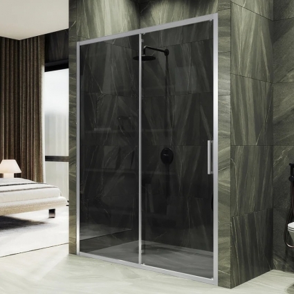 Душевая дверь в нишу Maybahglass MGD-1283-5, 100 см, профиль матовый хром, стекло графит