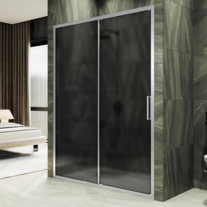 Душевая дверь в нишу Maybahglass MGD-1289-5, 150 см, профиль матовый хром, стекло графит матовое