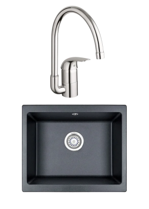 Комплект Мойка Granula 5551, шварц + Смеситель Grohe Euroeco 32752000