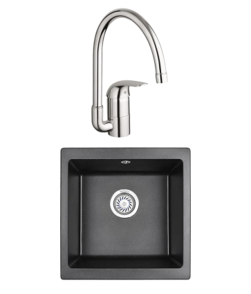 Комплект Мойка Granula 4451, черный + Смеситель Grohe Euroeco 32752000