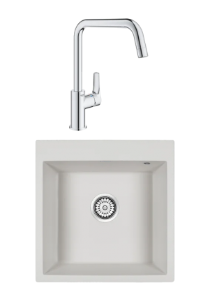 Комплект Мойка Paulmark Kante 50 PM105152-WH белый + Смеситель Grohe Eurosmart 30567000