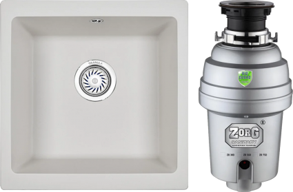Комплект Мойка Granula 4451, арктик + Измельчитель Zorg Inox D ZR-75 D
