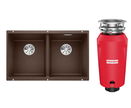 Комплект Мойка Blanco Subline 350/350-U кофе + Измельчитель Franke 134.0715.098