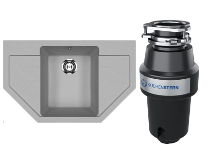 Комплект Мойка Ulgran U-609 -342 графит + Измельчитель KUCHENSTERN Muhle 350MU35