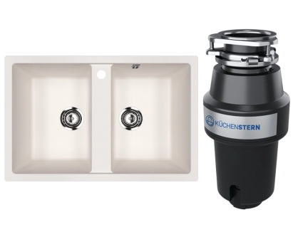 Комплект Мойка Ulgran U-608 -331 белая + Измельчитель KUCHENSTERN Muhle 350MU35