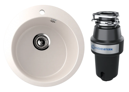 Комплект Мойка Ulgran U-405 -331 белая + Измельчитель KUCHENSTERN Muhle 350MU35