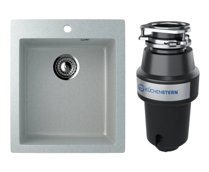 Комплект Мойка Ulgran U-404 -310 серая + Измельчитель KUCHENSTERN Muhle 350MU35