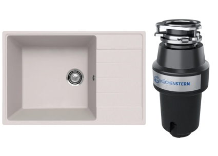 Комплект Мойка Ulgran Quartz Prima 760 жасмин + Измельчитель KUCHENSTERN Muhle 350MU35