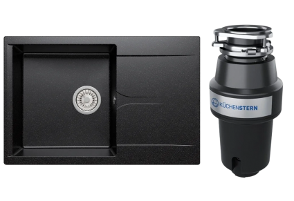 Комплект Мойка Polygran Gals 760 черная + Измельчитель KUCHENSTERN Muhle 350MU35