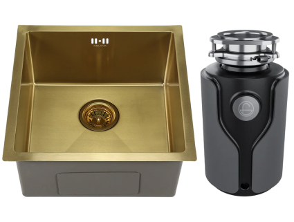 Комплект Мойка Melana D4545HG золото + Измельчитель KUCHENSTERN Muhle 353MU35