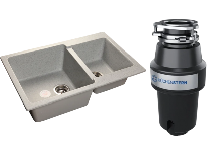 Комплект Мойка GranFest Practik GF-P780K серая + Измельчитель KUCHENSTERN Muhle 350MU35