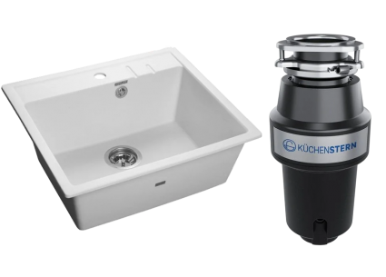 Комплект Мойка GranFest Quadro GF-Q561 иней + Измельчитель KUCHENSTERN Muhle 351MU35