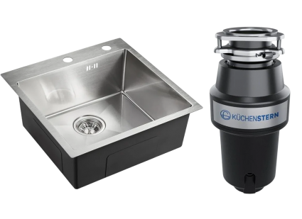 Комплект Мойка Emar PVD EMB-117A PVD Nano Satine + Измельчитель KUCHENSTERN Muhle 351MU35