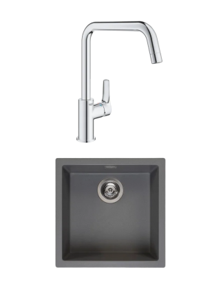 Комплект Мойка Reginox Amsterdam 40 Grey Silvery 3,5" (R32329) + Смеситель Grohe Eurosmart 30567000