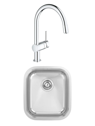 Комплект Мойка Kantera Aquarius AQR100 ST + Смеситель Grohe Minta 3291800E хром