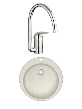 Комплект Мойка Azario Vital 00079704 хлопок + Смеситель Grohe Euroeco 32752000