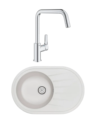 Комплект Мойка Granula Standart 7601, белый + Смеситель Grohe Eurosmart 30567000