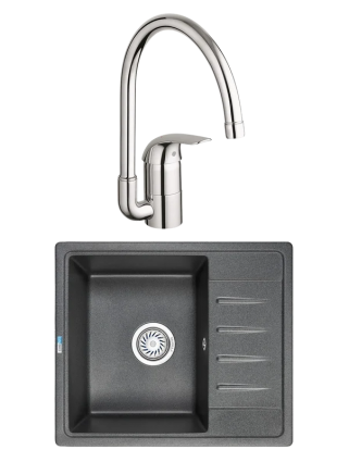 Комплект Мойка Granula Standart 5803, графит + Смеситель Grohe Euroeco 32752000
