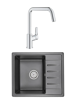 Комплект Мойка Granula Standart 5803, черный + Смеситель Grohe Eurosmart 30567000
