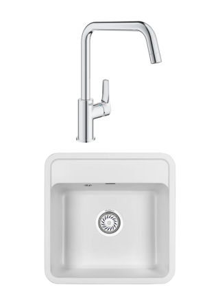 Комплект Мойка Granula Standart 5001, белый + Смеситель Grohe Eurosmart 30567000