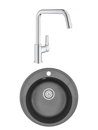 Комплект Мойка Granula Standart 4802, черный + Смеситель Grohe Eurosmart 30567000