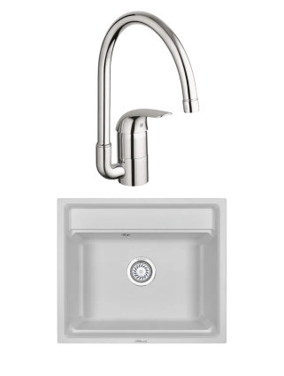 Комплект Мойка Granula Kitchen Space 6003, арктик + Смеситель Grohe Euroeco 32752000