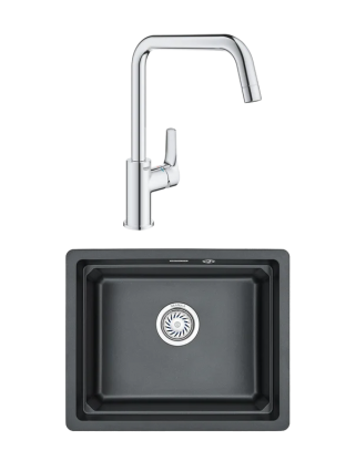 Комплект Мойка Granula Kitchen Space 5501U, шварц + Смеситель Grohe Eurosmart 30567000