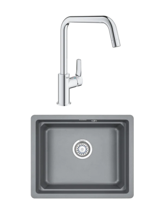 Комплект Мойка Granula Kitchen Space 5501U, алюминиум + Смеситель Grohe Eurosmart 30567000