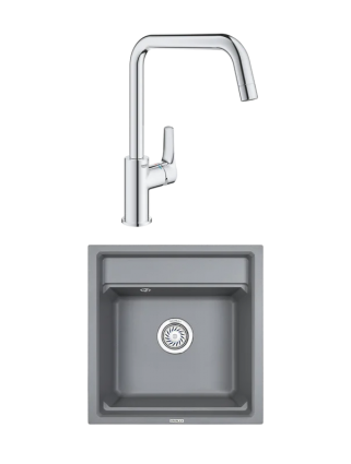 Комплект Мойка Granula Kitchen Space 5002, алюминиум + Смеситель Grohe Eurosmart 30567000