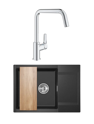 Комплект Мойка Granula Estetica 7003, черный + Смеситель Grohe Eurosmart 30567000