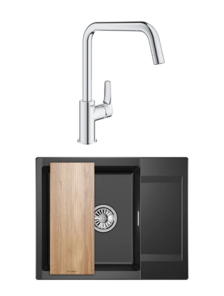 Комплект Мойка Granula Estetica 6202, шварц + Смеситель Grohe Eurosmart 30567000