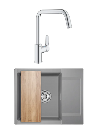 Комплект Мойка Granula Estetica 6202, алюминиум + Смеситель Grohe Eurosmart 30567000