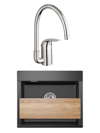 Комплект Мойка Granula Estetica 5804, шварц + Смеситель Grohe Euroeco 32752000
